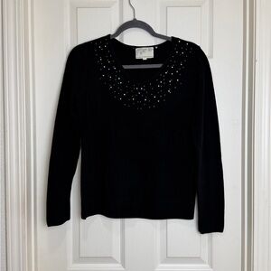 Debbie Morgan Black V-Neck Sweater with Sparkle Accents